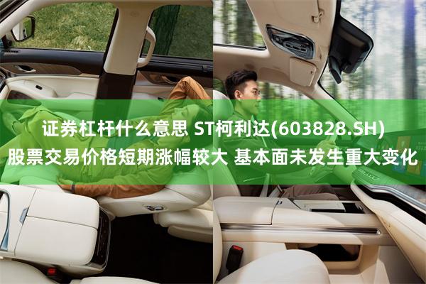 证券杠杆什么意思 ST柯利达(603828.SH)股票交易价格短期涨幅较大 基本面未发生重大变化