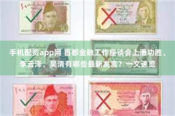 手机配资app网 首都金融工作座谈会上潘功胜、李云泽、吴清有哪些最新发言？一文速览
