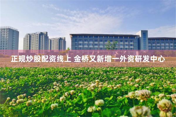 正规炒股配资线上 金桥又新增一外资研发中心