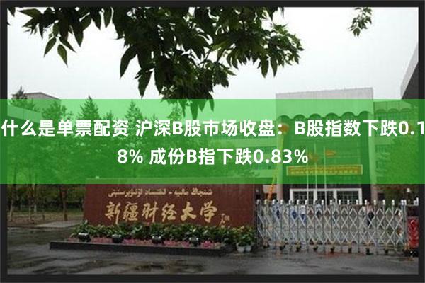 什么是单票配资 沪深B股市场收盘：B股指数下跌0.18% 成份B指下跌0.83%